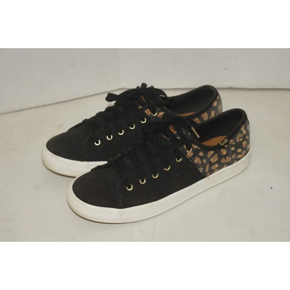 Keds Kickstart Women's Size 7.5 Shoes Black Leopard Print Low Top Sneaker